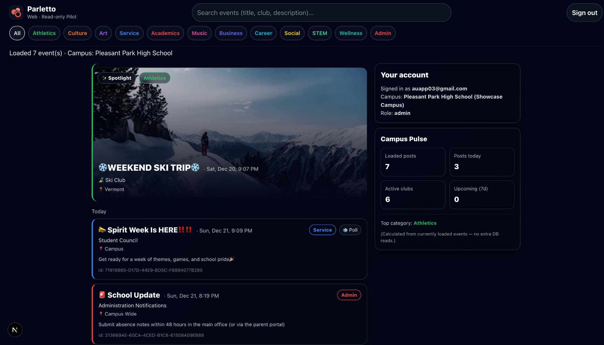 Parletto web app preview screenshot